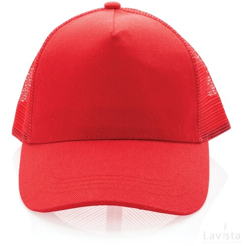Impact AWARE™ 5 panel recycled katoenen truckercap rood