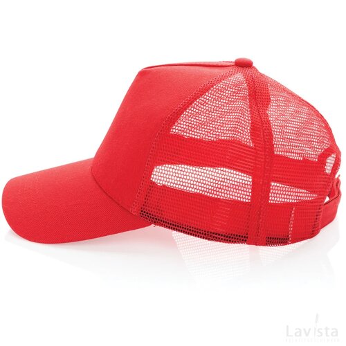 Impact AWARE™ 5 panel recycled katoenen truckercap rood