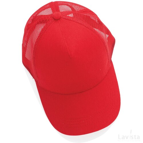 Impact AWARE™ 5 panel recycled katoenen truckercap rood