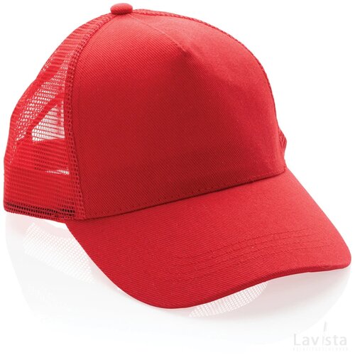 Impact AWARE™ 5 panel recycled katoenen truckercap rood