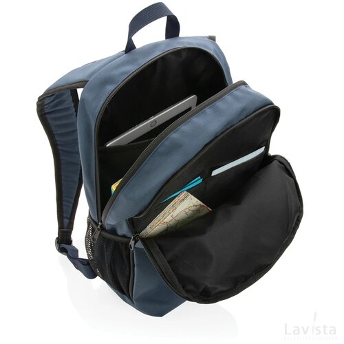 Impact AWARE™ 300D RPET casual rugzak donkerblauw, oranje