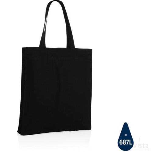 Impact AWARE™ gerecycled katoenen draagtas met bodem 145gsm zwart