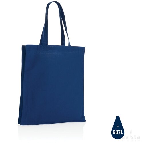 Impact AWARE™ gerecycled katoenen draagtas met bodem 145gsm blauw