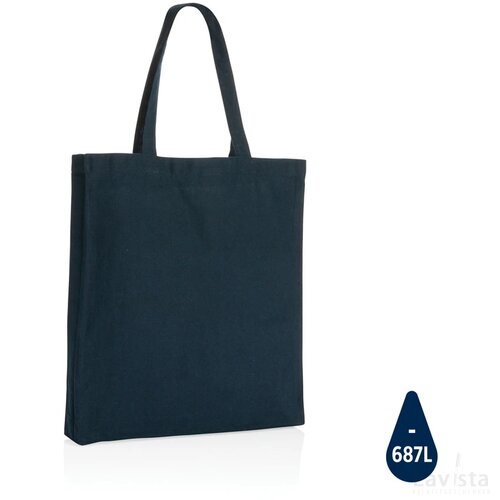 Impact AWARE™ gerecycled katoenen draagtas met bodem 145gsm donkerblauw
