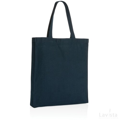 Impact AWARE™ gerecycled katoenen draagtas met bodem 145gsm donkerblauw