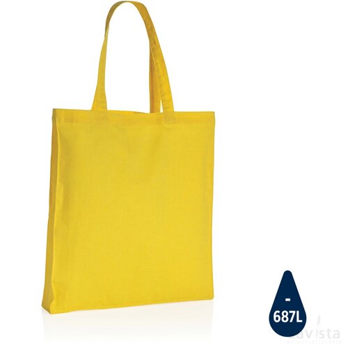 Impact AWARE™ gerecycled katoenen draagtas met bodem 145gsm geel