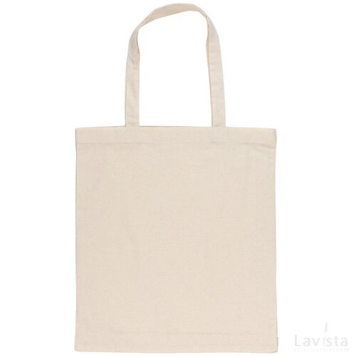 Impact AWARE™ gerecycled katoenen draagtas met bodem 145gsm gebroken wit