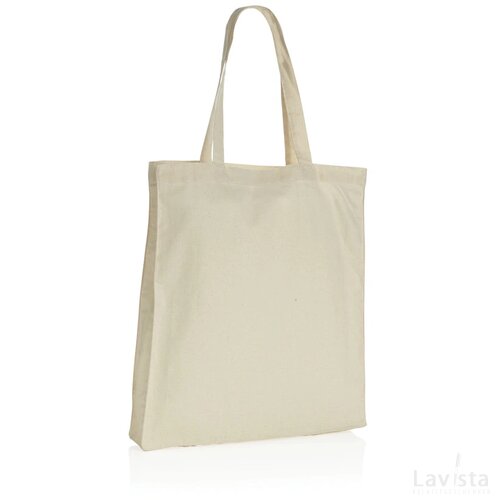 Impact AWARE™ gerecycled katoenen draagtas met bodem 145gsm gebroken wit