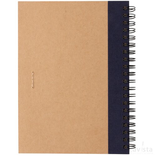 Kraft spiraal notitieboekje met pen blauw