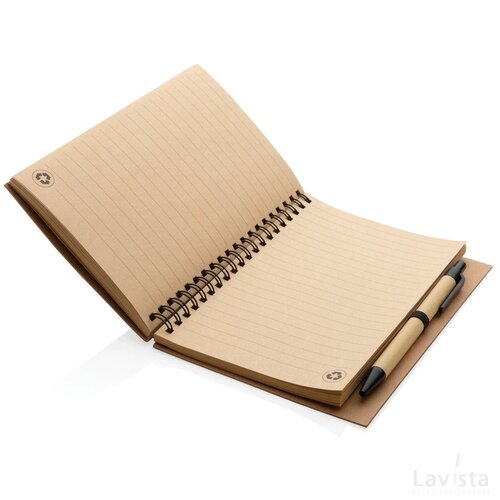 Kurk spiraal notitieboek met pen zwart