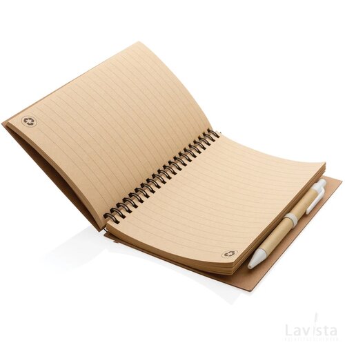 Kurk spiraal notitieboek met pen wit
