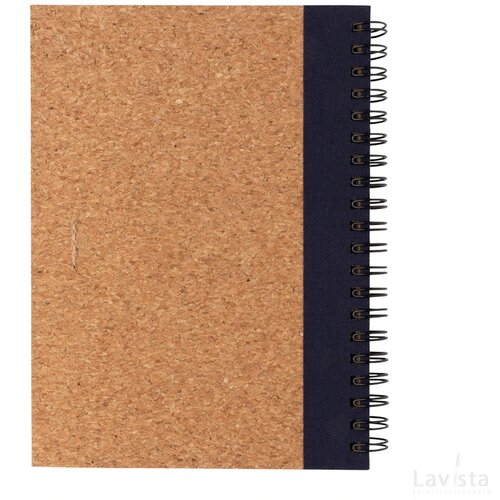 Kurk spiraal notitieboek met pen blauw