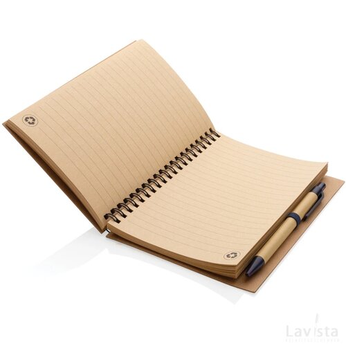 Kurk spiraal notitieboek met pen blauw