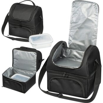 Koeltas met lunchbox zwart