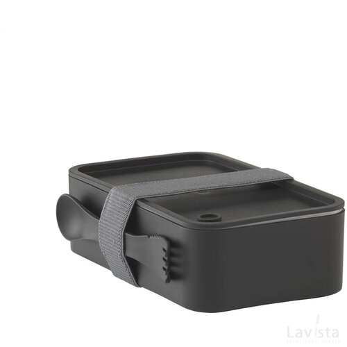 Broodtrommel met bestekset Zwart
