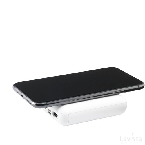 Pocketpower 10000 Wireless Powerbank Draadloze Oplader Wit