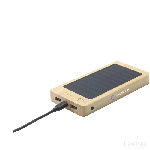 Solar Powerbank 8000+ Wireless Charger Externe Oplader Bamboe