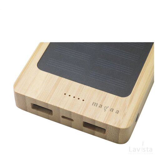 Solar Powerbank 8000+ Wireless Charger Externe Oplader Bamboe