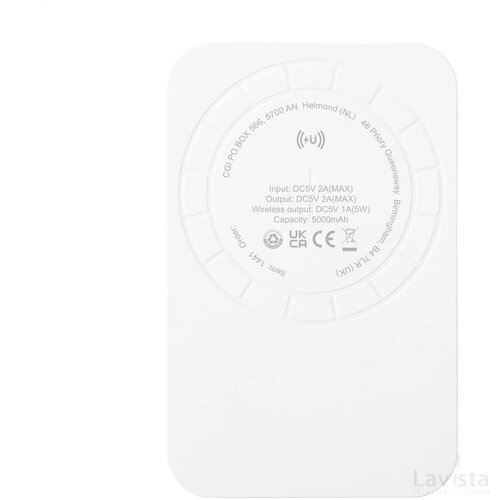 Force Magnetic Recycled Wireless Powerbank 5000 Oplader Wit