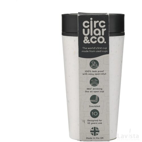 Circular&Co Recycled Coffee Cup 340 Ml Koffiebeker Wit/Zwart