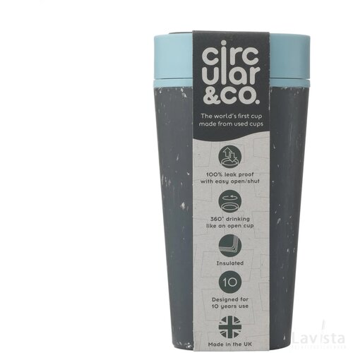 Circular&Co Recycled Coffee Cup 340 Ml Koffiebeker Zwart/Blauw