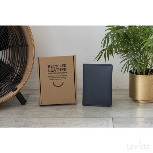 Gerecyclede leren paspoorthoesje Blauw
