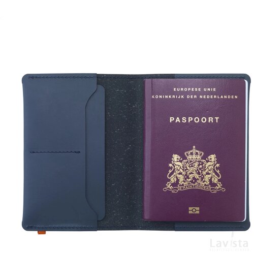 Gerecyclede leren paspoorthoesje Blauw