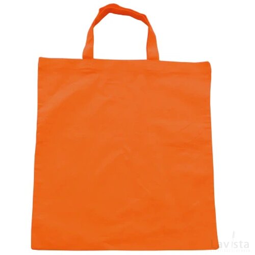 Katoenen draagtas gekleurd met korte hengsels 136 gr/m2 oranje