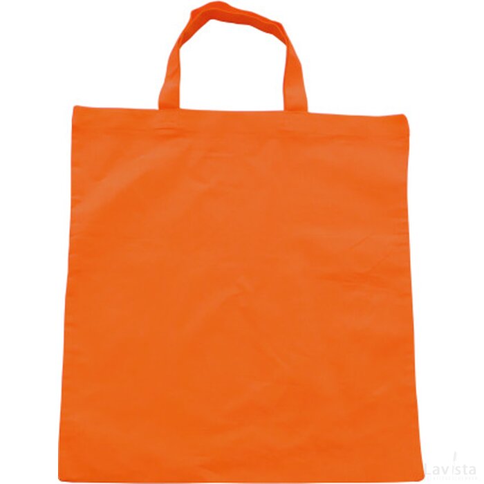 Katoenen draagtas gekleurd met korte hengsels 136 gr/m2 oranje