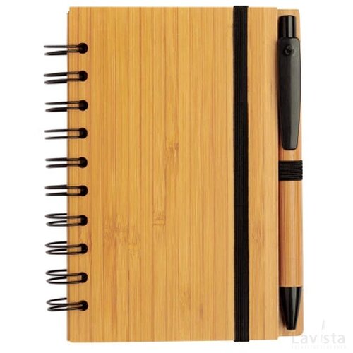 Bamboe notitieboek A6 met pen. ecru