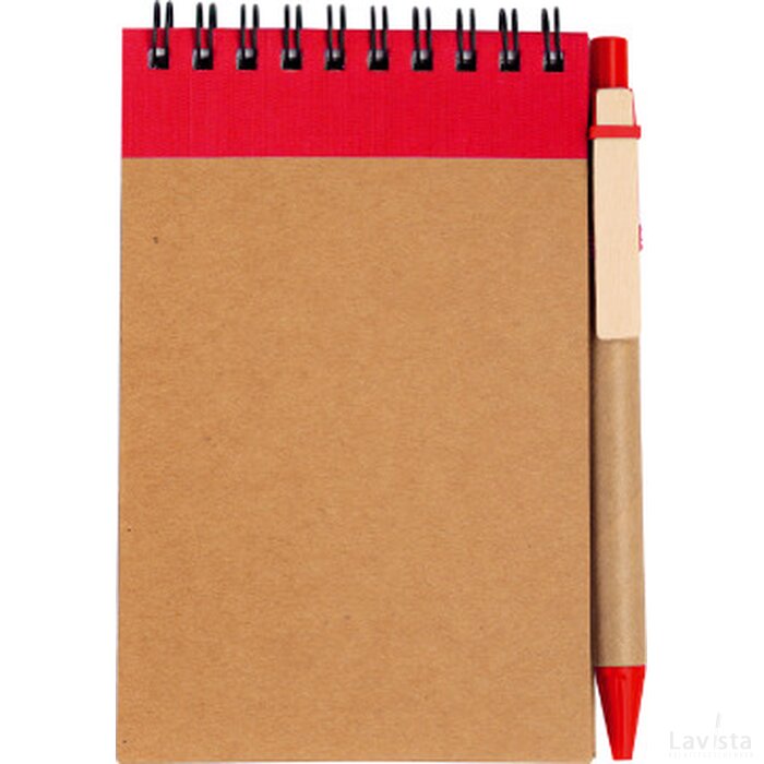 Recycled notitieboek A6 met pen rood