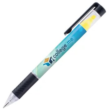 DELOS balpen met textmarker in full colour all over bedrukt roze