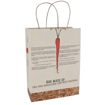 Draagtas van 100% boomvrij papier van agrarisch restmateriaal, 130 gsm, 180x90x230 mm. custom made Draagtas van 100% boomvrij papier van agrarisch restmateriaal, 130 gsm, 180x90x230 mm. custom made