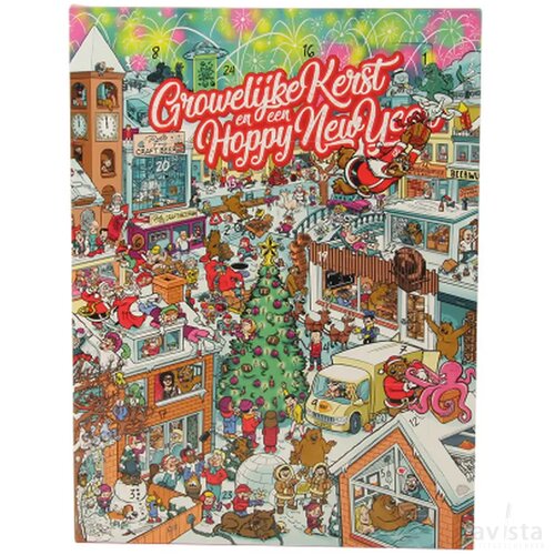 Adventskalender A3 tot in full colour bedrukt + chocolaatjes met bedrukte sleeve custom made