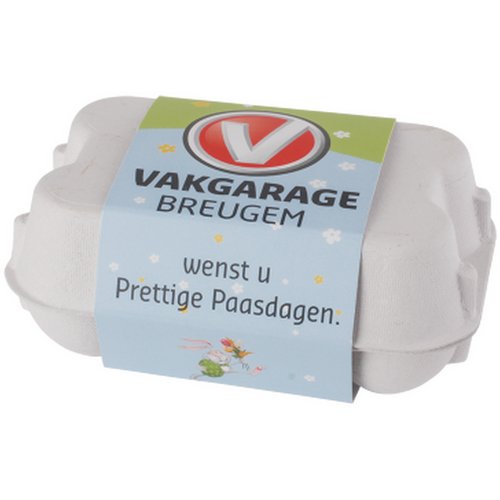 Eierdoosje 9,5 x 7 x 4 cm, gevuld met 6 paaseitjes custom made
