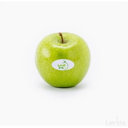 Appel met een fruitsticker lichtgroen