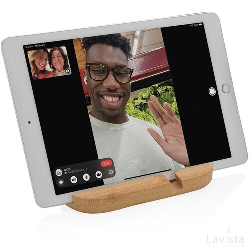 Bamboe tablet en telefoon stand bruin