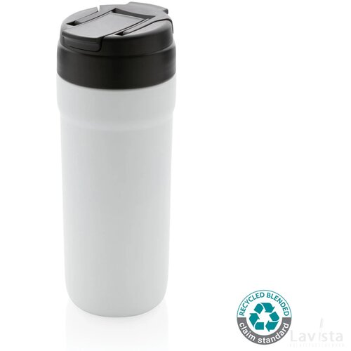 RCS gerecycled RVS beker met warm-koud deksel wit