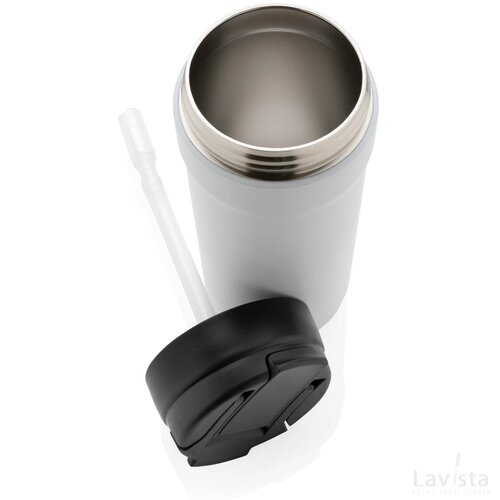 RCS gerecycled RVS beker met warm-koud deksel wit