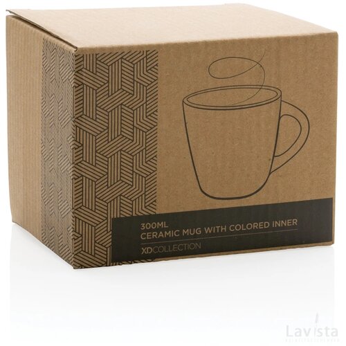 Keramische mok met gekleurde binnenkant 300 ml bruin, grijs