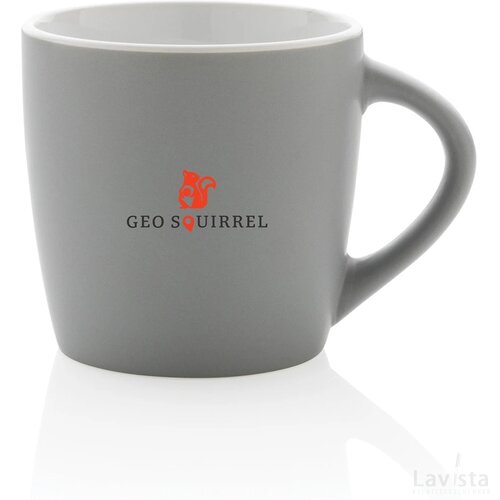 Keramische mok met gekleurde binnenkant 300 ml grijs, wit