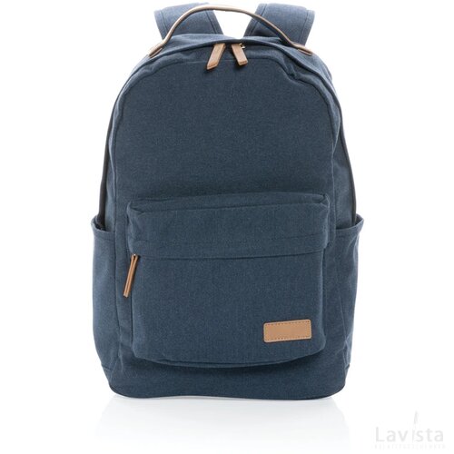 Impact AWARE™ 16 oz. recycled canvas laptop rugzak blauw