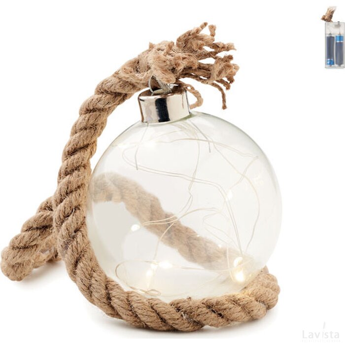 Glazen kerstbal led-lampje Baubli transparant