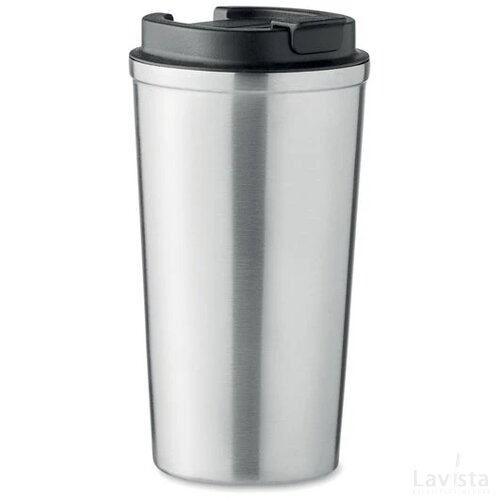 Dubbelwandige beker 510 ml Brace + mat zilver
