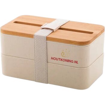 Lunchbox Met Bestek & Telefoonhouder Naturel Lunchbox Met Bestek & Telefoonhouder Naturel