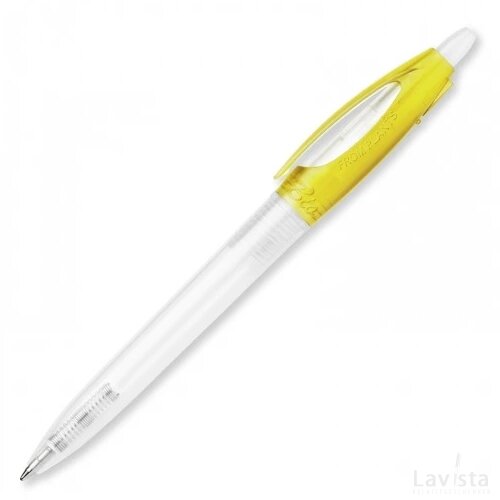 Balpen Bio-S! Clear transparant frosted geel