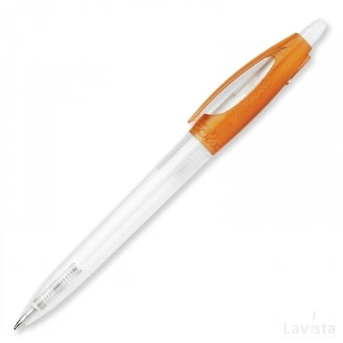Balpen Bio-S! Clear transparant frosted oranje