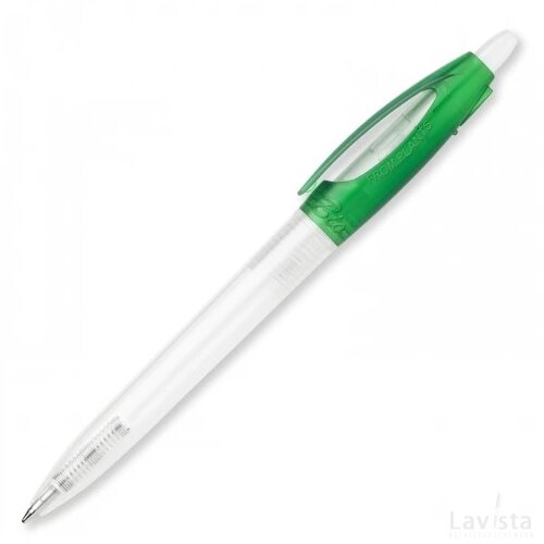Balpen Bio-S! Clear transparant frosted groen
