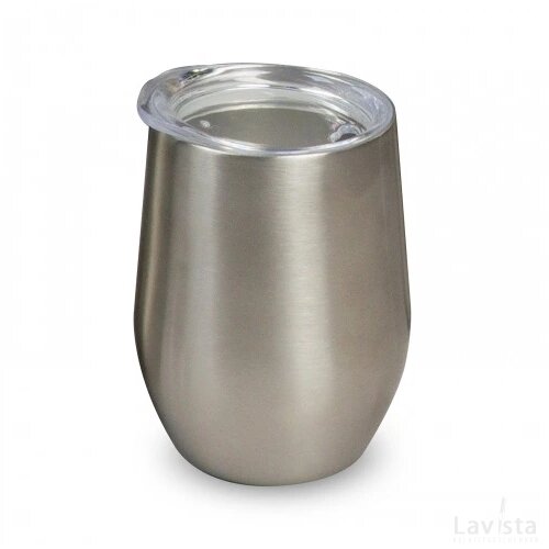 Dubbelwandige mok met deksel 300ml zilver