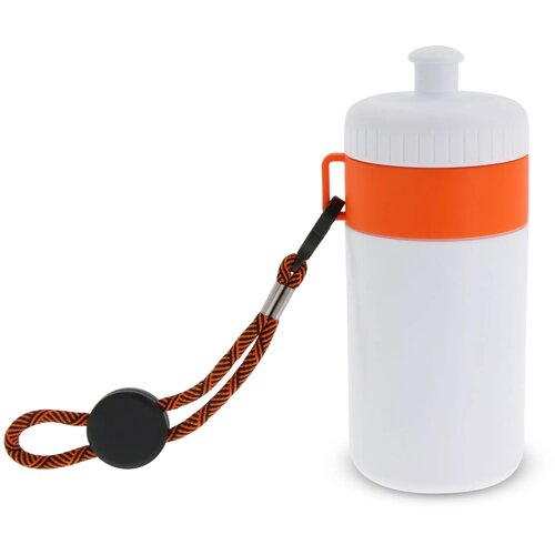Bidon met rand 500ml wit / oranje